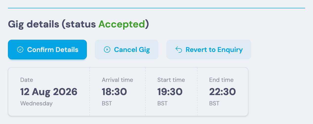 GigSignal gig showing the next actions to take
